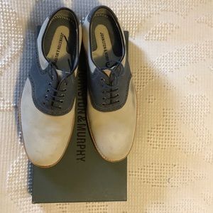 J&M Navy and White Suede Ellington Saddle Shoes